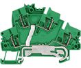 Terminal Block, Tension Clamp, 4 Poles, 800V, 2.5mm², Green / Yellow